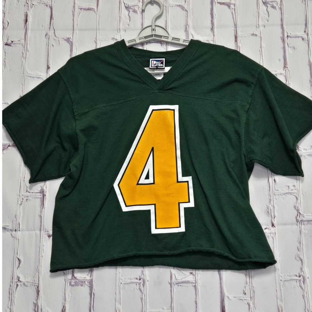 Vintage Pro Player Green Bay Packers Brett Favre 4 Cropped Jersey Tee Green L